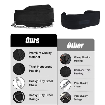 Heavy Duty Adjustable Steel Chain Dip Belt - 136Kg Capacity for Pull Ups, Dips & Gym Fitness