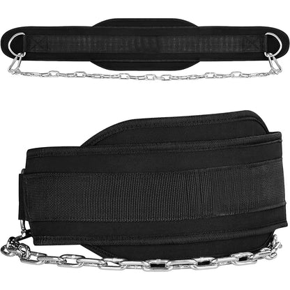 Heavy Duty Adjustable Steel Chain Dip Belt - 136Kg Capacity for Pull Ups, Dips & Gym Fitness