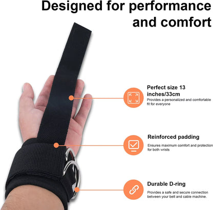 Premium 2-Pack Weightlifting Wrist Straps with D-Ring - Perfect for Deadlifts and Gym Workouts