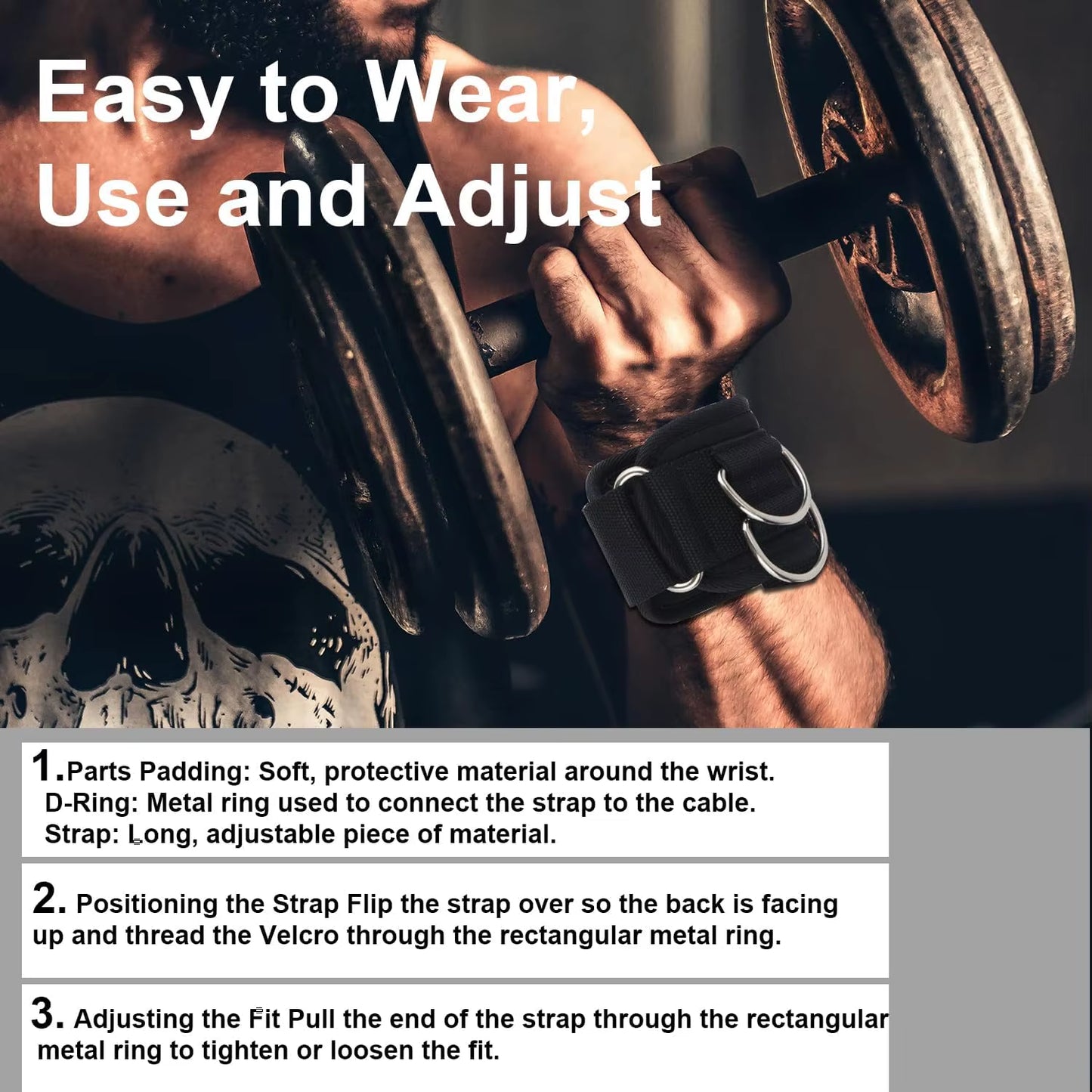 Premium 2-Pack Weightlifting Wrist Straps with D-Ring - Perfect for Deadlifts and Gym Workouts