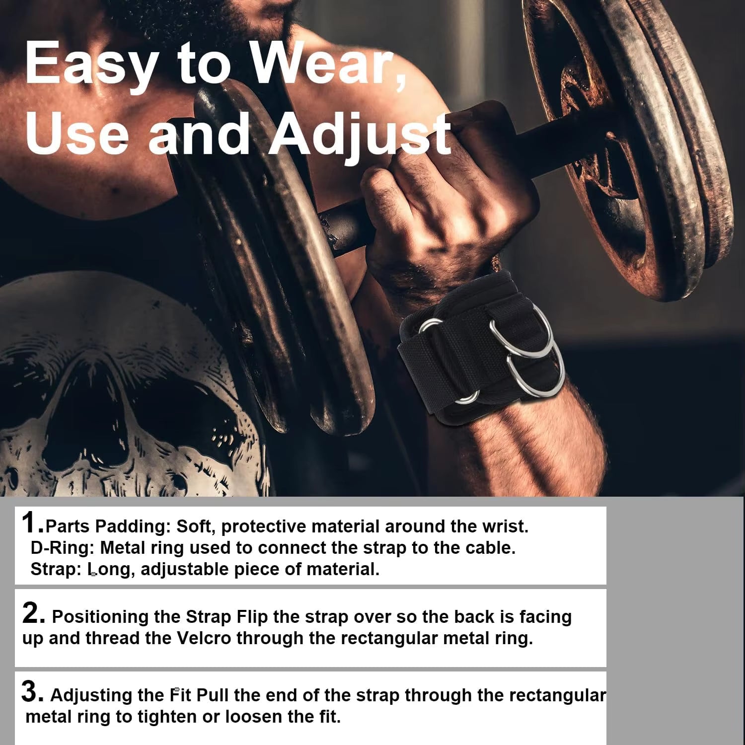 Premium 2-Pack Weightlifting Wrist Straps with D-Ring - Perfect for Deadlifts and Gym Workouts