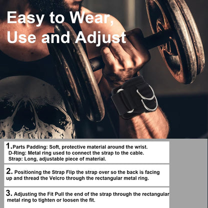 Premium 2-Pack Weightlifting Wrist Straps with D-Ring - Perfect for Deadlifts and Gym Workouts